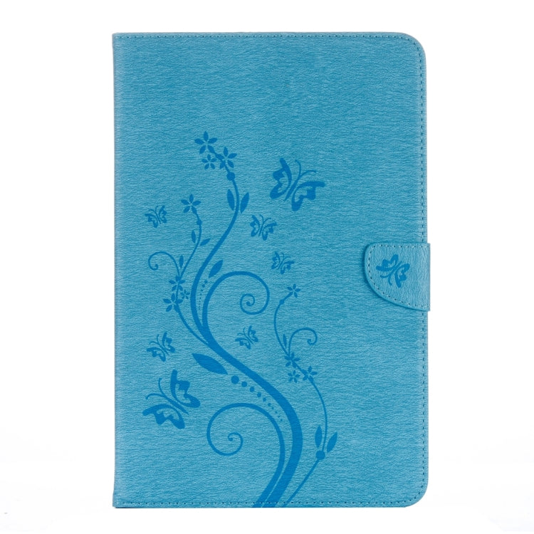 For Galaxy Tab A 10.1 (2016) / P580 Butterflies Love Flowers Embossing Horizontal Flip Leather Case with Holder & Card Slots & Wallet(Blue)