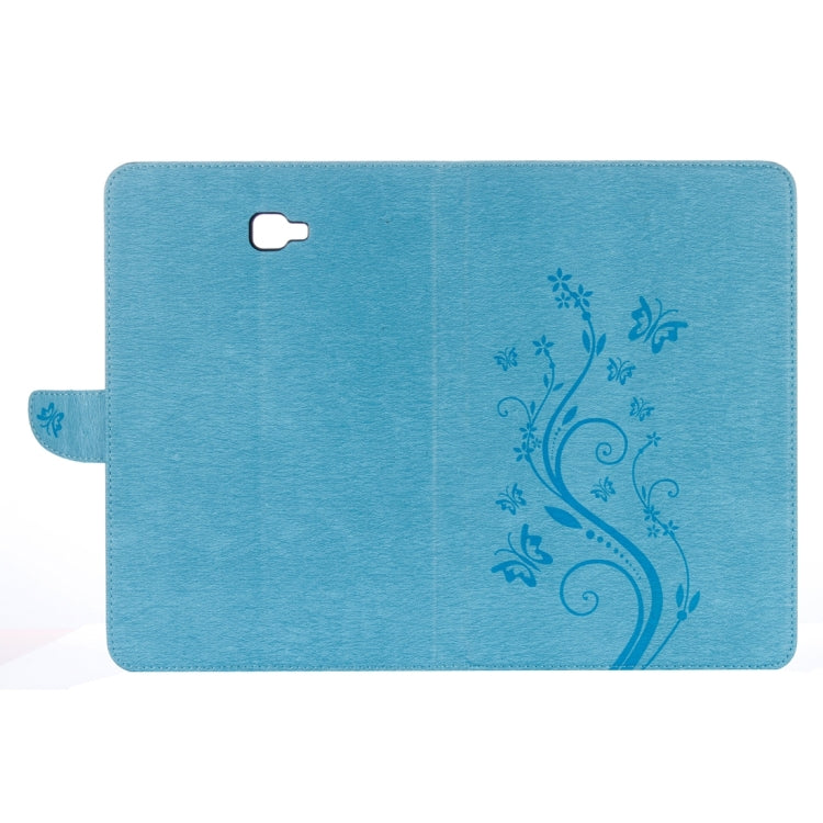 For Galaxy Tab A 10.1 (2016) / P580 Butterflies Love Flowers Embossing Horizontal Flip Leather Case with Holder & Card Slots & Wallet(Blue)