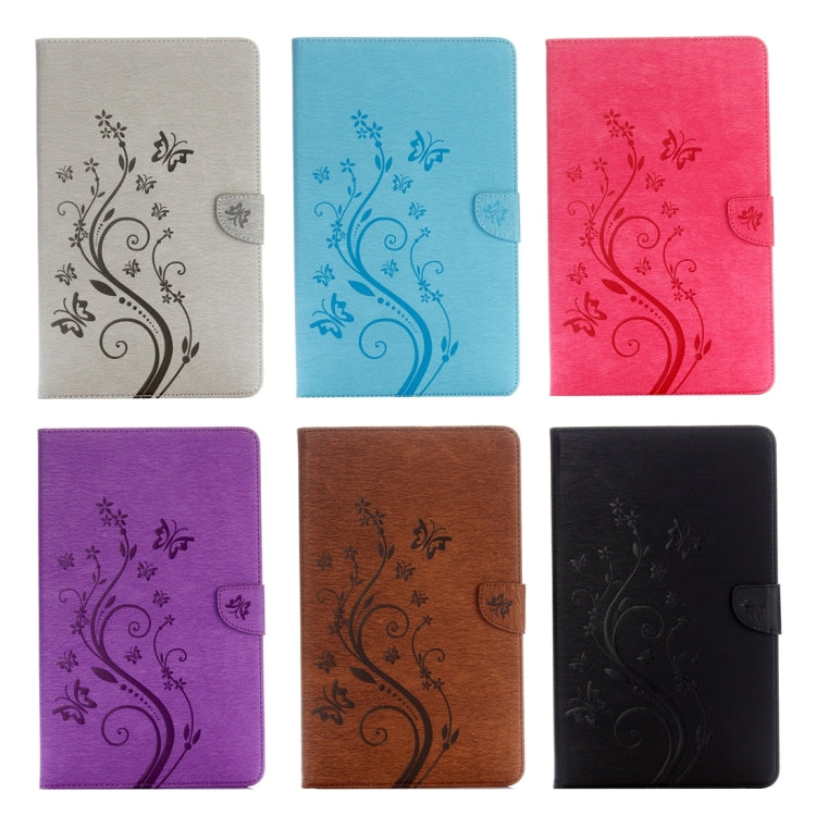 For Galaxy Tab A 10.1 (2016) / P580 Butterflies Love Flowers Embossing Horizontal Flip Leather Case with Holder & Card Slots & Wallet(Blue)