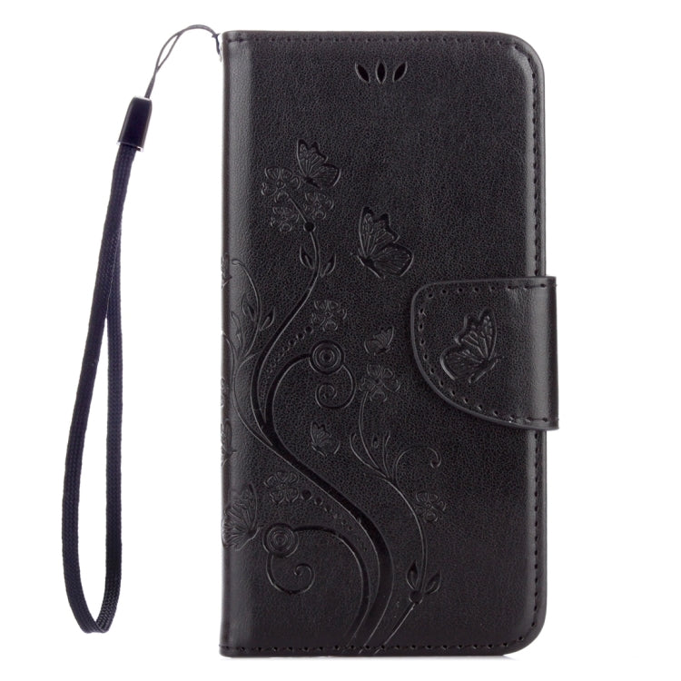 For Galaxy A5 (2017) / A520 Butterflies Love Flowers Embossing Horizontal Flip Leather Case with Holder & Card Slots & Wallet & Lanyard(Black)