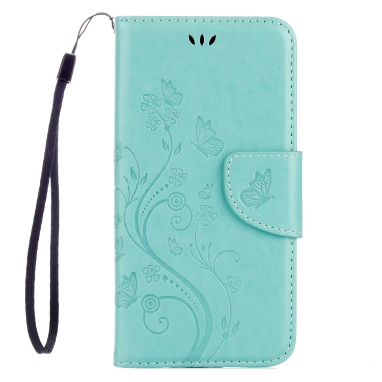 For Galaxy A5 (2017) / A520 Butterflies Love Flowers Embossing Horizontal Flip Leather Case with Holder & Card Slots & Wallet & Lanyard(Green)