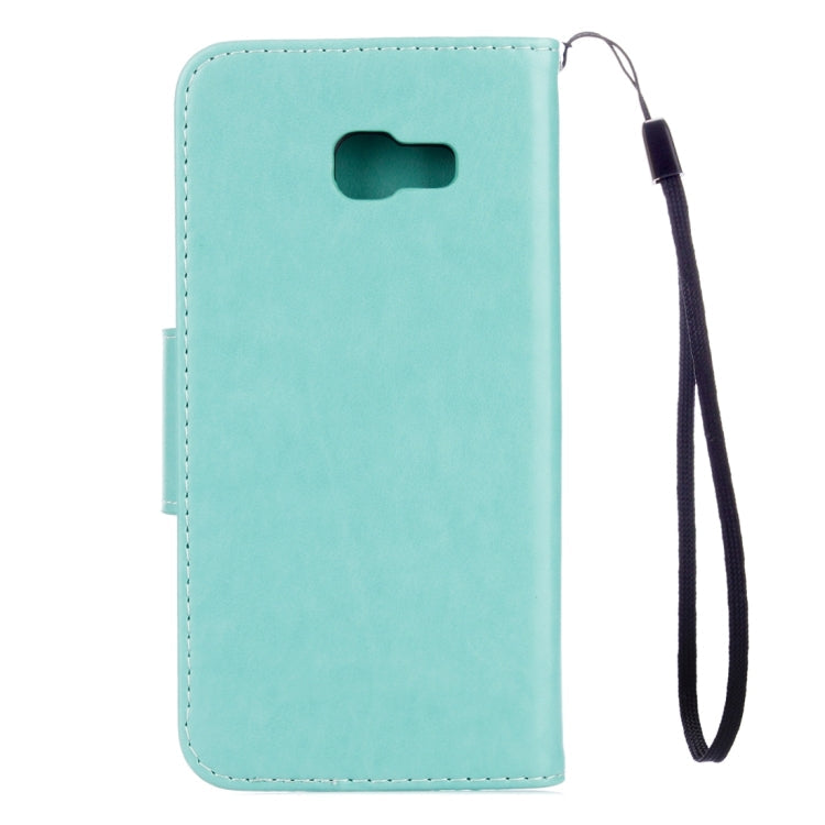 For Galaxy A5 (2017) / A520 Butterflies Love Flowers Embossing Horizontal Flip Leather Case with Holder & Card Slots & Wallet & Lanyard(Green)