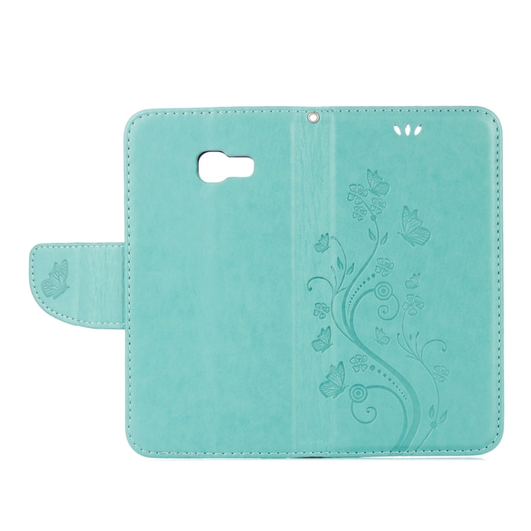 For Galaxy A5 (2017) / A520 Butterflies Love Flowers Embossing Horizontal Flip Leather Case with Holder & Card Slots & Wallet & Lanyard(Green)