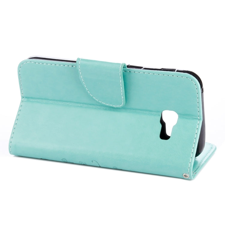 For Galaxy A5 (2017) / A520 Butterflies Love Flowers Embossing Horizontal Flip Leather Case with Holder & Card Slots & Wallet & Lanyard(Green)