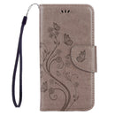 For Galaxy A5 (2017) / A520 Butterflies Love Flowers Embossing Horizontal Flip Leather Case with Holder & Card Slots & Wallet & Lanyard(Grey)