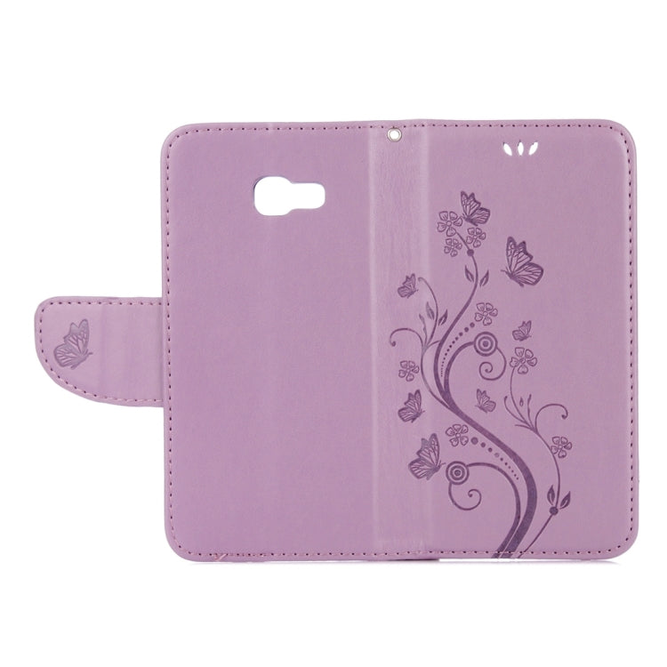 For Galaxy A5 (2017) / A520 Butterflies Love Flowers Embossing Horizontal Flip Leather Case with Holder & Card Slots & Wallet & Lanyard(Light Purple)