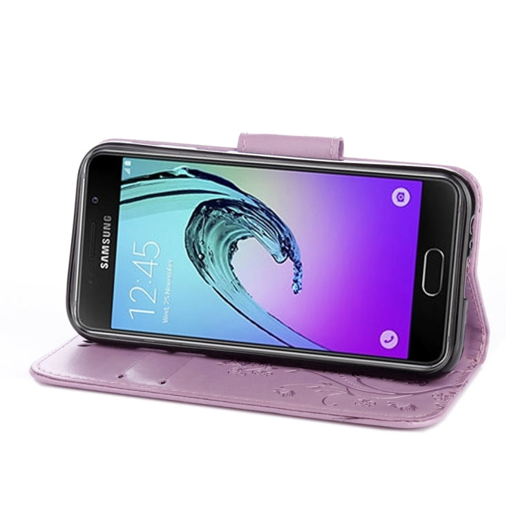 For Galaxy A5 (2017) / A520 Butterflies Love Flowers Embossing Horizontal Flip Leather Case with Holder & Card Slots & Wallet & Lanyard(Light Purple)