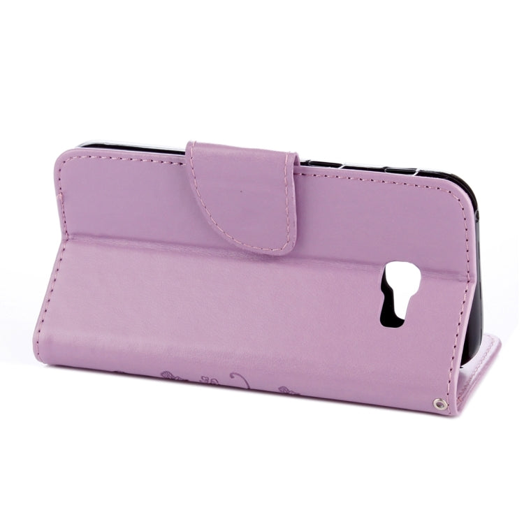 For Galaxy A5 (2017) / A520 Butterflies Love Flowers Embossing Horizontal Flip Leather Case with Holder & Card Slots & Wallet & Lanyard(Light Purple)