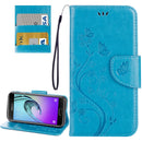 For Galaxy A5 (2017) / A520 Butterflies Love Flowers Embossing Horizontal Flip Leather Case with Holder & Card Slots & Wallet & Lanyard(Blue)