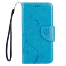 For Galaxy A5 (2017) / A520 Butterflies Love Flowers Embossing Horizontal Flip Leather Case with Holder & Card Slots & Wallet & Lanyard(Blue)