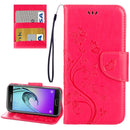 For Galaxy A5 (2017) / A520 Butterflies Love Flowers Embossing Horizontal Flip Leather Case with Holder & Card Slots & Wallet & Lanyard(Magenta)