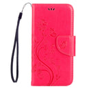 For Galaxy A5 (2017) / A520 Butterflies Love Flowers Embossing Horizontal Flip Leather Case with Holder & Card Slots & Wallet & Lanyard(Magenta)