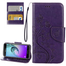 For Galaxy A5 (2017) / A520 Butterflies Love Flowers Embossing Horizontal Flip Leather Case with Holder & Card Slots & Wallet & Lanyard(Dark Purple)