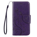 For Galaxy A5 (2017) / A520 Butterflies Love Flowers Embossing Horizontal Flip Leather Case with Holder & Card Slots & Wallet & Lanyard(Dark Purple)