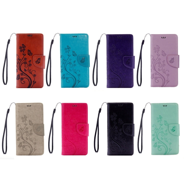 For Galaxy A5 (2017) / A520 Butterflies Love Flowers Embossing Horizontal Flip Leather Case with Holder & Card Slots & Wallet & Lanyard(Black)