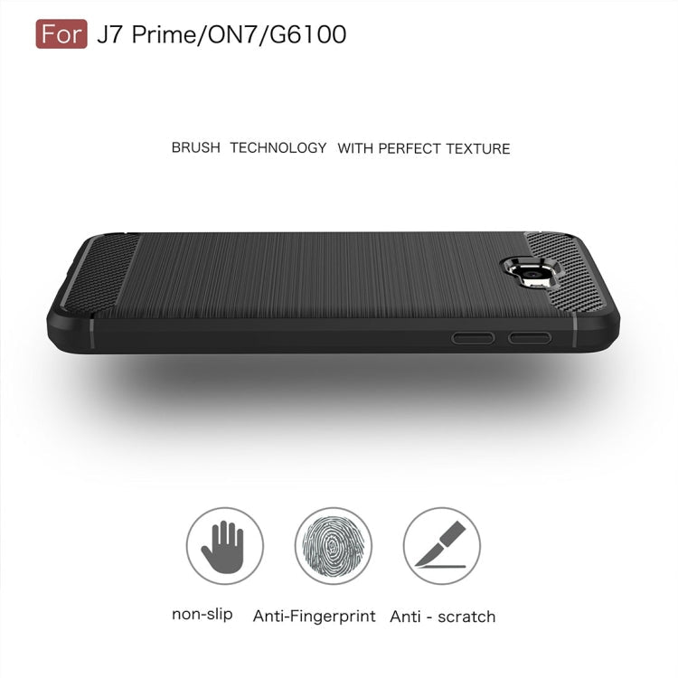 For Galaxy J7 Prime & On7(2016) / G610 Brushed Texture Carbon Fiber TPU Protective Case(Black)