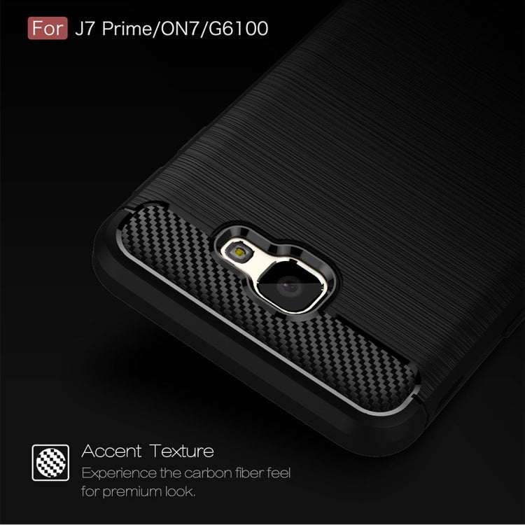 For Galaxy J7 Prime & On7(2016) / G610 Brushed Texture Carbon Fiber TPU Protective Case(Black)