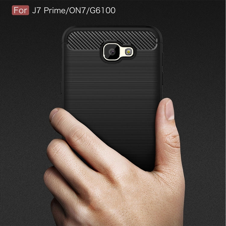 For Galaxy J7 Prime & On7(2016) / G610 Brushed Texture Carbon Fiber TPU Protective Case(Black)