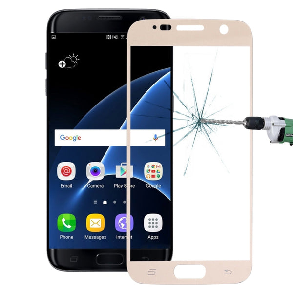 For Galaxy S7 / G930 0.26mm 9H Surface Hardness Explosion-proof Silk-screen Tempered Glass Full Screen Film (Gold)