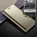 For Galaxy A7 (2017) / A720 Electroplating Mirror Horizontal Flip Leather Case with Holder(Gold)