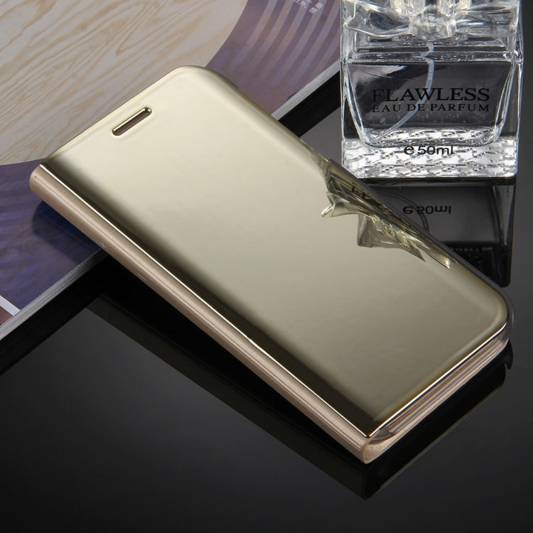 For Galaxy A7 (2017) / A720 Electroplating Mirror Horizontal Flip Leather Case with Holder(Gold)