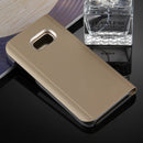 For Galaxy A7 (2017) / A720 Electroplating Mirror Horizontal Flip Leather Case with Holder(Gold)