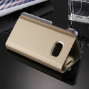 For Galaxy A7 (2017) / A720 Electroplating Mirror Horizontal Flip Leather Case with Holder(Gold)
