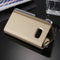 For Galaxy A7 (2017) / A720 Electroplating Mirror Horizontal Flip Leather Case with Holder(Gold)