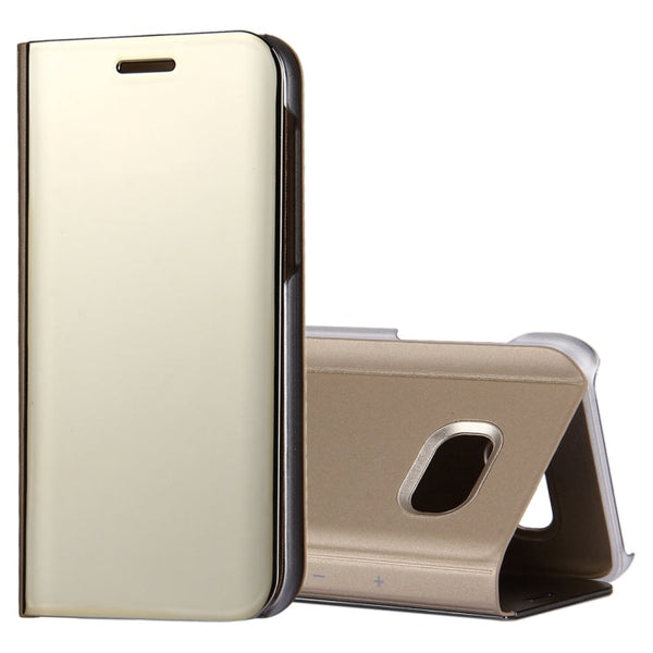 For Galaxy A7 (2017) / A720 Electroplating Mirror Horizontal Flip Leather Case with Holder(Gold)
