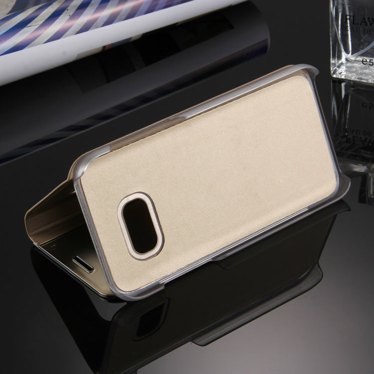 For Galaxy A7 (2017) / A720 Electroplating Mirror Horizontal Flip Leather Case with Holder(Gold)