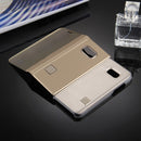 For Galaxy A7 (2017) / A720 Electroplating Mirror Horizontal Flip Leather Case with Holder(Gold)