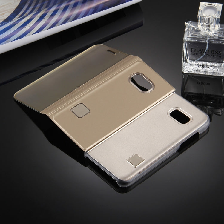 For Galaxy A7 (2017) / A720 Electroplating Mirror Horizontal Flip Leather Case with Holder(Gold)