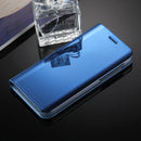 For Galaxy A7 (2017) / A720 Electroplating Mirror Horizontal Flip Leather Case with Holder(Blue)