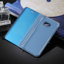 For Galaxy A7 (2017) / A720 Electroplating Mirror Horizontal Flip Leather Case with Holder(Blue)