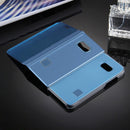 For Galaxy A7 (2017) / A720 Electroplating Mirror Horizontal Flip Leather Case with Holder(Blue)