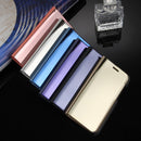 For Galaxy A7 (2017) / A720 Electroplating Mirror Horizontal Flip Leather Case with Holder(Blue)