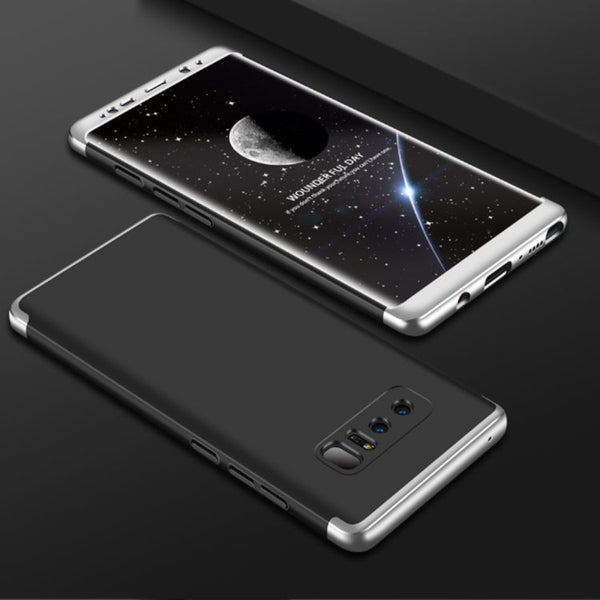 GKK for Galaxy Note 8 PC 360 Degrees Full Coverage Protective Case Back Coverï¼ˆBlack + Silverï¼‰
