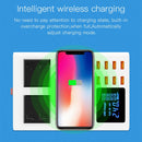 YC-CDA10W 10W Multi Port USB Intelligent Digital Display Fast Charging Wireless Charger, EU Plug