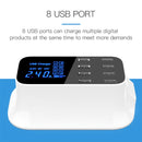 YC-CDA19A 8-port USB Multi-function 40W Intelligent Digital Display Fast Charging Dock, EU Plug
