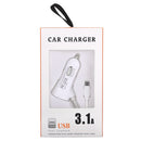 3.1A Dual Ports Android Wired Smart Car Charger, For Galaxy, Sony, Lenovo, HTC, Huawei, and other Smartphones (White)