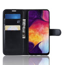 Litchi Texture Horizontal Flip Leather Case for Galaxy A50, with Wallet & Holder & Card Slots (Black)