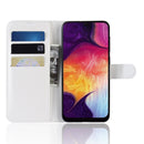 Litchi Texture Horizontal Flip Leather Case for Galaxy A50, with Wallet & Holder & Card Slots (White)
