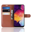Litchi Texture Horizontal Flip Leather Case for Galaxy A50, with Wallet & Holder & Card Slots (Brown)