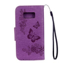 For Galaxy S8 Butterflies Embossing Horizontal Flip Leather Case with Holder & Card Slots & Wallet & Lanyard(Purple)