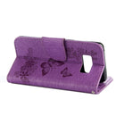 For Galaxy S8 Butterflies Embossing Horizontal Flip Leather Case with Holder & Card Slots & Wallet & Lanyard(Purple)