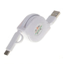 1m 2A Two in One Retractable Micro USB to Type-C Data Sync Charging Cable, For Galaxy, Huawei, Xiaomi, LG, HTC and Other Smart Phones, Rechargeable Devices(White)