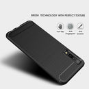 For Galaxy A7 (2018) / A750 Brushed Carbon Fiber Texture TPU Shockproof Anti-slip Soft Protective Back Cover Case(Navy Blue)