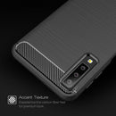 For Galaxy A7 (2018) / A750 Brushed Carbon Fiber Texture TPU Shockproof Anti-slip Soft Protective Back Cover Case(Navy Blue)