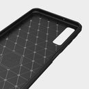 For Galaxy A7 (2018) / A750 Brushed Carbon Fiber Texture TPU Shockproof Anti-slip Soft Protective Back Cover Case(Navy Blue)