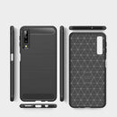 For Galaxy A7 (2018) / A750 Brushed Carbon Fiber Texture TPU Shockproof Anti-slip Soft Protective Back Cover Case(Navy Blue)